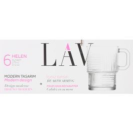 LAV Set 6 Vasos con Asa 270 cc Modelo Helen Medidas 10x7.3x10 cm (8 Cajas)