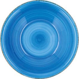 Quid Plato Postre Cerámico Vita Azul 19 cm (12 Unidades) | Apto Microondas y Lavavajillas, Apilable, Pintado a Mano