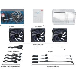 Seasonic MagFlow 1225PWM Ventiladores para PC 120mm - Kit de 3 con Rodamiento FDB, 600-2000 RPM, Negro