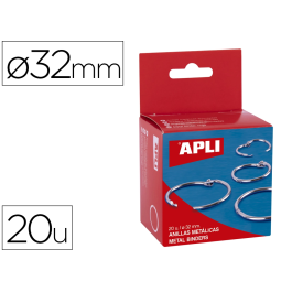 Apli Anillas Metálicas Articuladas Ø32 mm Caja 20 Unidades Niqueladas para Scrapbooking y Llaveros Precio: 3.88999996. SKU: B1CCGNCKSE