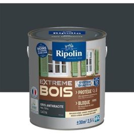 Pintura RIPOLIN para madera interior y exterior - Gris antracita Ral 7016 Satinado, 2,5L