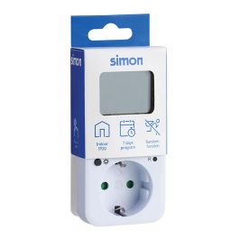 Simon af711202 Programador Digital Semanal para Control Energético y Seguridad del Hogar, 3600W, 16A, con 10 Programas ON/OFF