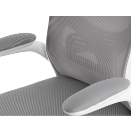 Q-connect Silla Ergonómica de Oficina con Respaldo de Malla Ajustable, Base de Nylon, Color Blanco Gris