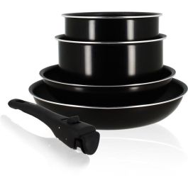 Batería de cocina - Inducción - MENASTYL - 6020437 - Aluminio antiadherente - 5 piezas - Mango extraíble - Negro Precio: 64.79000055. SKU: B14PLLF3CQ