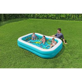 Bestway Piscina Hinchable 2 Camaras Fondo 3D Marino con Accesorios 262x175x51 cm +3 Años Jardin 54177