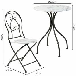 Conjunto de Mesa con 2 Sillas Alexandra House Living Blanco Negro 60 x 75 x 60 cm