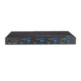 Lindy Switch KVM 4 Puertos HDMI 4K60, USB 3.0 y Audio para 4 PCs – Control de Teclado, Ratón y Monitor