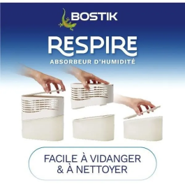 Bostik BOS1690994412360 Absorbente de Humedad Respira Hasta 25 m² 2 Recambios sin Perfume 2 x 250 g