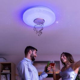 Innovagoods V0103688 Plafón LED Circular con Altavoz Bluetooth 5.2 RGB Regulable y Mando + App, Ø 29x7 cm