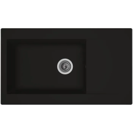 Stradour Fregadero de Cocina Empotrado Einna, Resina, 1 Recipiente Grande + 1 Escurridor, Negro, 86 x 50 cm