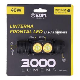 Edm Linterna Frontal 3.000lm, 20h Autonomía, IP44, USB Tipo-C, 4 Modos Luz, Incluye Cinta e Imán