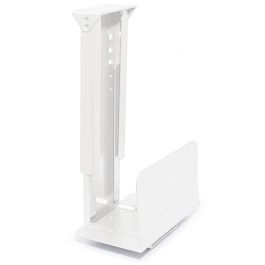 Herrajes ALK Soporte Vertical Regulable en Altura y Fondo para CPU / Torre PC de Mesa 34-54cm Acabado Blanco Metálico
