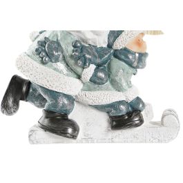 DKD Home Decor Figura de Navidad Moderna con LED de Resina Azul y Blanco 9x22x20 cm Pack 3 Unidades Funciona con 2 Pilas CR2032