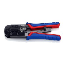 Knipex - Crimpadora de conectores RJ11, RJ45 y Western para cables planos y redondos, con pelacables, sistema de bloqueo y diseño largo (190 x 70 x 18 mm, 340 g) Precio: 40.49999954. SKU: S7913422