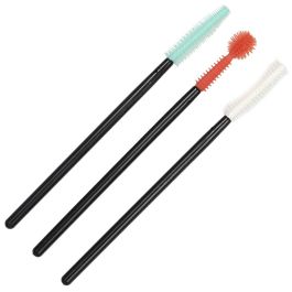 Cosmetic Club Juego de 3 Pinceles Pestañas Silic Turquesa Alarga, Blanco Curva, Coral Elimina Exceso