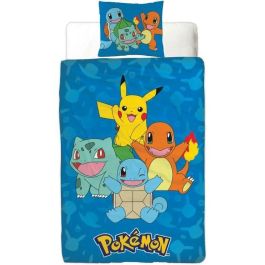 Pokemon AAARV73701 - Juego de cama reversible Pikachu y Starter 1G II - Microfibra - 1 funda nórdica 140x200 cm + 1 funda almohada 63x63 cm