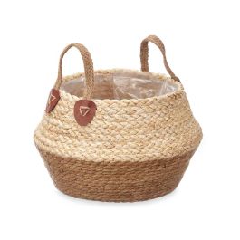 Giftdecor Cesto Plegable de Esparto Mixto con Asas, Redondo Natural 24 cm (8 Unidades)