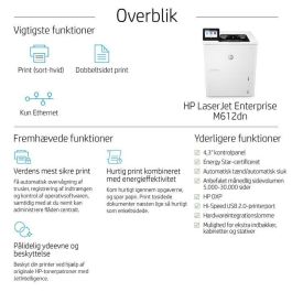 HP M612dn Impresora Láser Enterprise con JetIntelligence, Duplex, Red, Alto Rendimiento, Eficiencia Energética y Máxima Seguridad