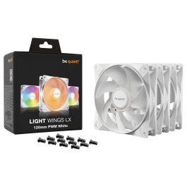 Be Quiet! LIGHT WINGS LX PWM White Triple-Pack 120mm Ventilador con Iluminación LED RGB, 1600 RPM, Rodamiento de Rifle, 3 Unidades