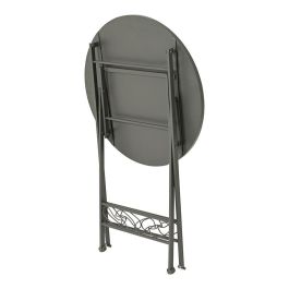 Mesa Bistro Plegable Exterior Metálica y Mosaico Color Negro Ø60 x 76 cm