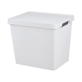 Inde Caja Almacenaje Maya Blanca 23.9L con Tapa 36x28x31.1 cm (8 Unidades)