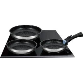 Arthur Martin AM2196 Juego de 3 sartenes 20-24-26 cm Acero Inoxidable Mango Extraíble Todos los Fuegos Inducción