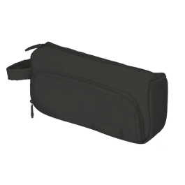 Liderpapel Estuche Portatodo Minibag Negro 2 Cremalleras, 2 Compartimentos, 90x210x75 mm
