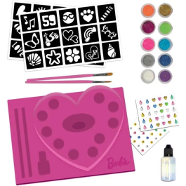 Lisciani Giochi Kit de Tatuajes con Purpurina de Barbie - Crea Tatuajes Coloridos y Brillantes