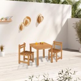 Juego de comida de jardín para niños - mesa cuadrada 65x65cm y 2 sillas - Madera - Para niños