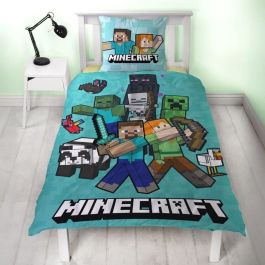 Minecraft Juego de Cama AAART15239 - Microfibra - 1 Funda Nórdica 140x200 cm + 1 Funda de Almohada 63x63 cm