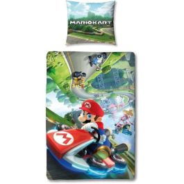 Mario Bros AAUX58435 - Juego de cama Mario II Microfibra - Funda nórdica 140x200 cm + Funda de almohada 63x63 cm