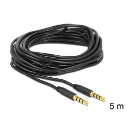 DeLOCK Cable de audio 3.5 mm macho a macho (4 polos, 5 metros, negro, ref. 83438)