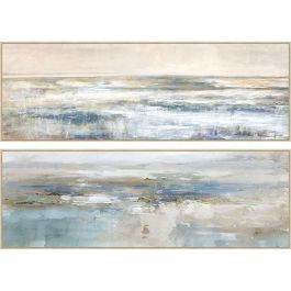 DKD Home Decor Cuadro Moderno Abstracto Azul Blanco, Materiales: Lienzo y PS, 153 cm Ancho x 53 cm Alto (2 Unidades)