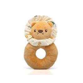 KioKids Sonajero de Peluche para Bebés León Naranja, Juguete Sensorial Desarrollo Coordinación Ojo-Mano +0 meses Poliéster