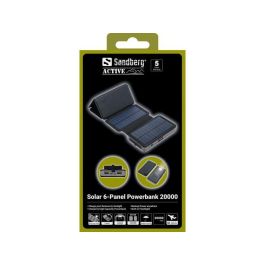 Sandberg Solar 6-Panel Powerbank 20000 mAh con Carga Rápida USB-C PD 20W y USB-A | Batería Externa Plegable para Viajes y Exterior