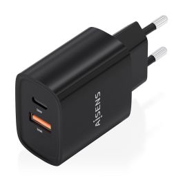 Aisens A110-0953 Cargador de Pared GaN 30W con 1xUSB Tipo-C PD3.0 QC4.0 y 1xUSB-A QC3.0 Negro