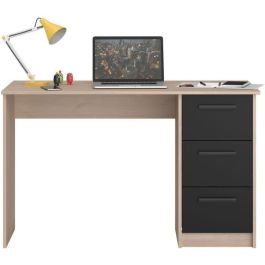 Parisot Escritorio de Oficina Right Office con 3 Cajones, Decoración Brooklyn Chene, L 121.4 x D 55 x H 74.5 cm