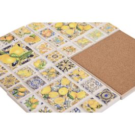 Posavasos Mediterraneo DKD Home Decor Azul Amarillo 10.8 x 0.7 x 10.8 cm (72 Unidades)