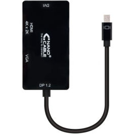 Nanocable 10.16.3302-BK Cable Conversor Mini DisplayPort Macho a VGA/HDMI/DVI Hembra 3 en 1, 15 cm, Negro, DP 1.2 Nanocable 10.16.3302-BK Cable Conversor Mini DisplayPort Macho a VGA/HDMI/DVI Hembra 3 en 1, 15 cm, Negro, DP 1.2
