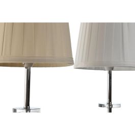 DKD Home Decor Lámpara de Sobremesa Tradicional E14 25W Metal, Acrílico y Tela Blanco Beige para Interior 43 cm Alto (Pack de 2)