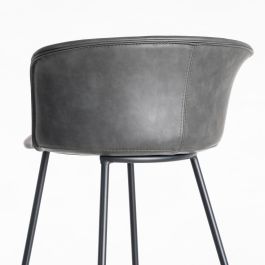 Taburete Negro Metal / Simil Piel 44,50 X 48,50 X 93,50 cm