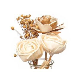 Giftdecor Jarron Ramillete Flores 3 Modelos Surt Blanco 11x25x11 cm Fibra Natural