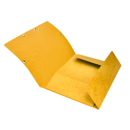 Q-connect Carpeta KF02166 Cartón Símil-Prespán con Gomas y Solapas, 320x243 mm, Amarilla, Formato A4