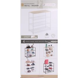 Confortime Estanteria 4 Niveles Metal-Madera Negra 32 x 65 x 8 cm