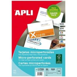 Apli Tarjetas de Visita Blancas para Inkjet, Láser y Fotocopiadoras - Microperforadas Acabado Mate 200 gr 90 x 50,8 mm 50 Hojas Precio: 19.79000012. SKU: S8400987