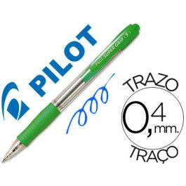 Boligrafo Pilot Super Grip Verde Claro Retractil Sujecion De Caucho Tinta Base De Aceite 12 unidades