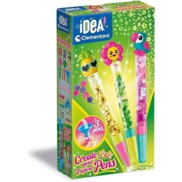 Clementoni - Crea tus bolígrafos - Mini taller de bolígrafos - Tema tropical - 3 para crear - A partir de 6 años