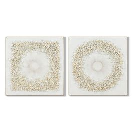 DKD Home Decor Cuadro Glam Blanco 102x102 cm (2 Unidades) Decoración Pared Lienzo PS