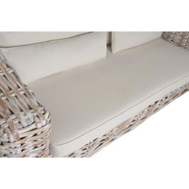 DKD Home Decor Indo 2c25 Sofá Balinés Bicolor Ratán 103 x 64 x 220 cm Set de 4 con Cojines