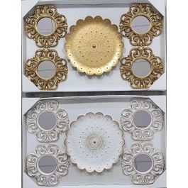 Juego de Espejos DKD Home Decor Cristal Dorado Blanco PP 2 Unidades Moderno Decapé (35 x 2 x 35 cm)